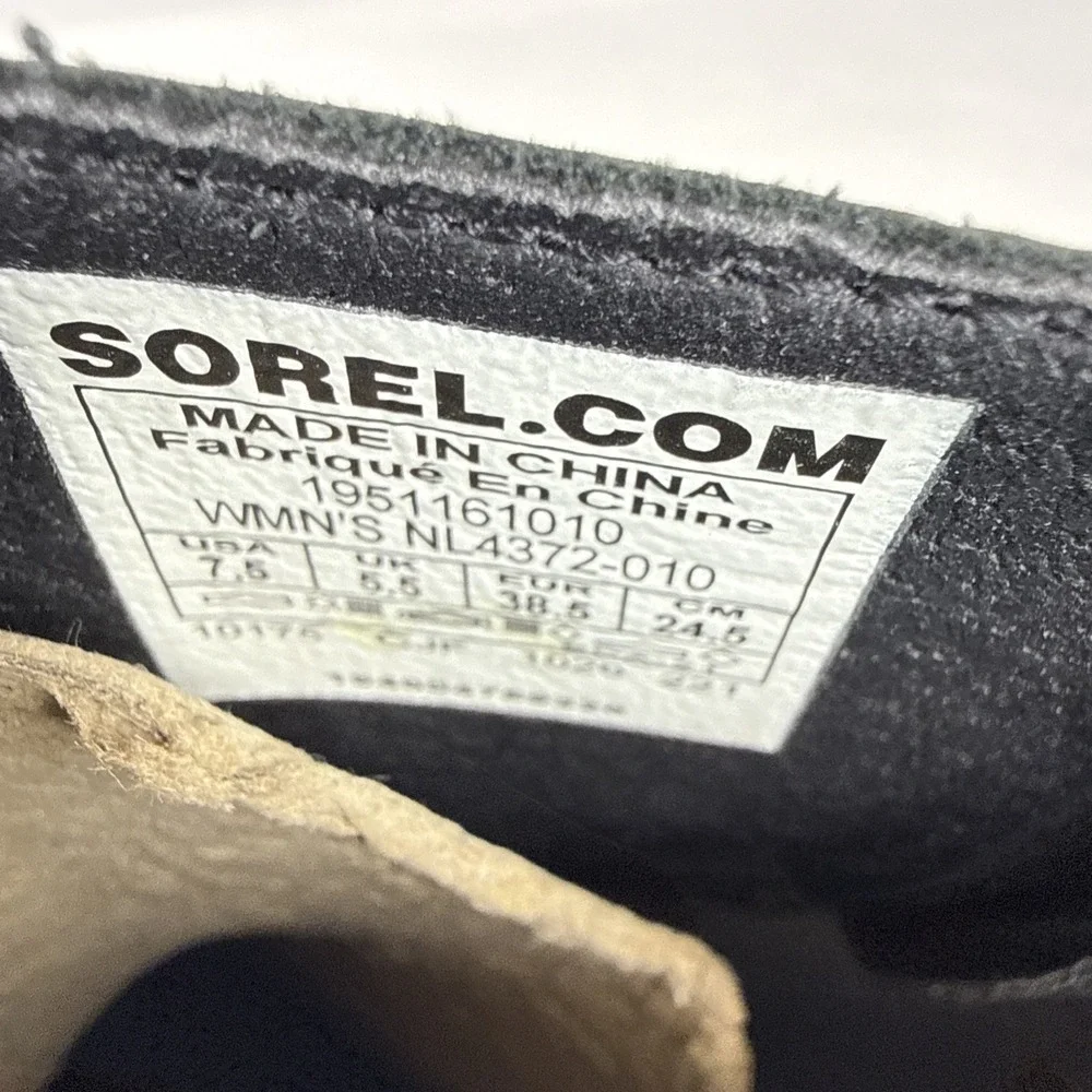Sorel Joan Of Arctic Wedge II Zip Bootie Black Leather Womens SZ 7.5 Waterproof